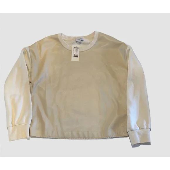 NWT Evereve Kimberly Faux Leather Sweatshirt Size L - Picture 2 of 14